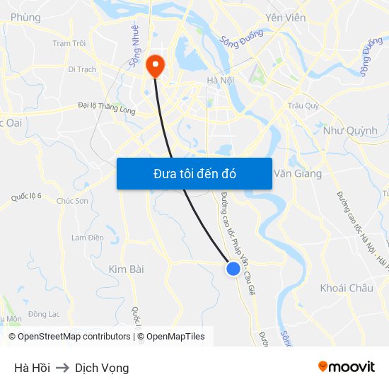 Hà Hồi to Dịch Vọng map