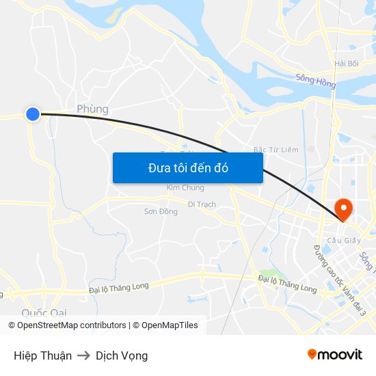 Hiệp Thuận to Dịch Vọng map