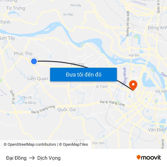 Đại Đồng to Dịch Vọng map