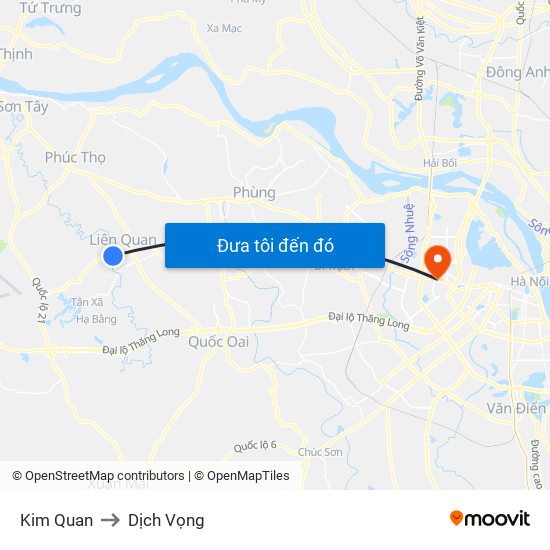 Kim Quan to Dịch Vọng map