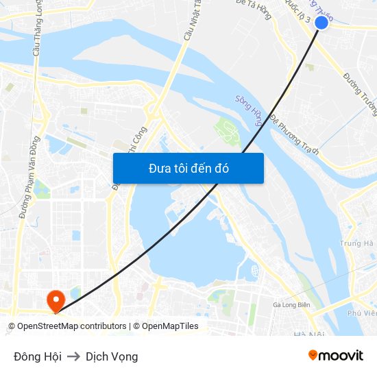 Đông Hội to Dịch Vọng map