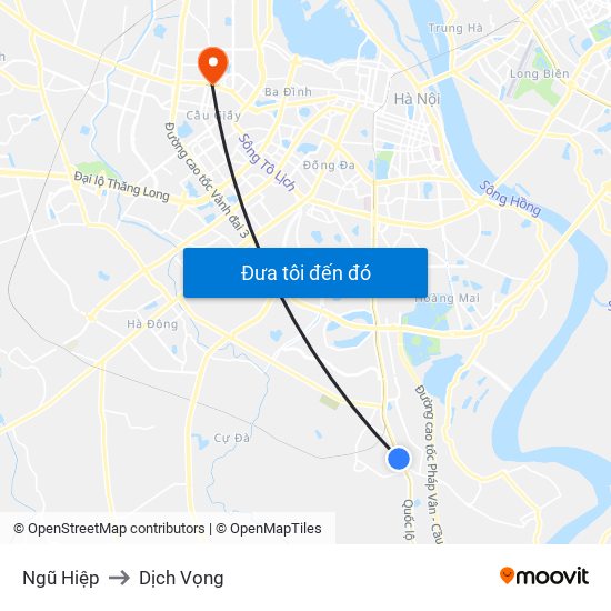 Ngũ Hiệp to Dịch Vọng map