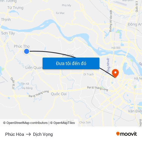 Phúc Hòa to Dịch Vọng map