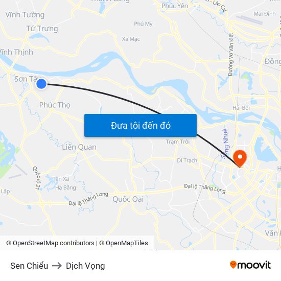 Sen Chiểu to Dịch Vọng map