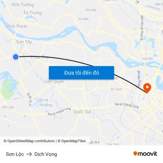 Sơn Lộc to Dịch Vọng map