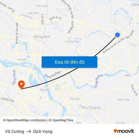 Võ Cường to Dịch Vọng map