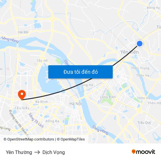 Yên Thường to Dịch Vọng map
