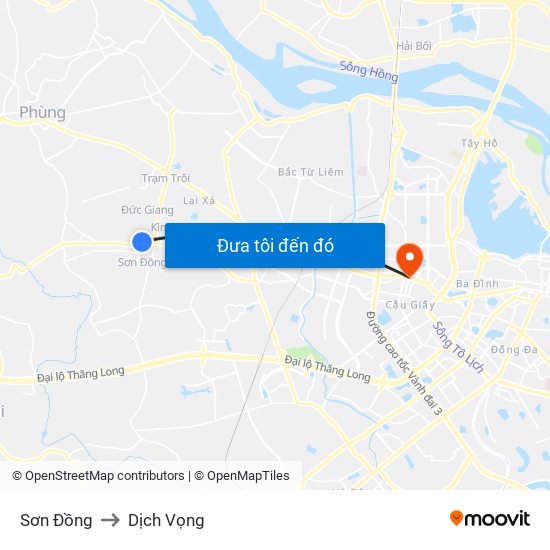 Sơn Đồng to Dịch Vọng map