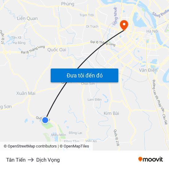 Tân Tiến to Dịch Vọng map