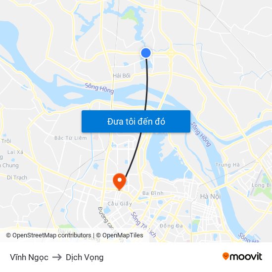 Vĩnh Ngọc to Dịch Vọng map