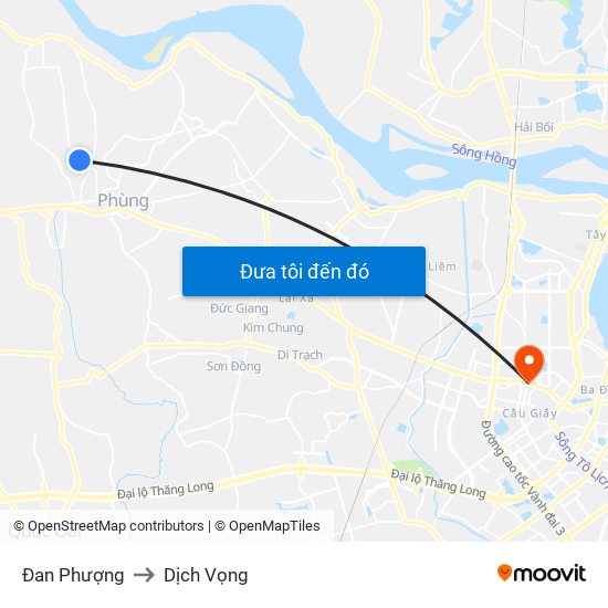 Đan Phượng to Dịch Vọng map