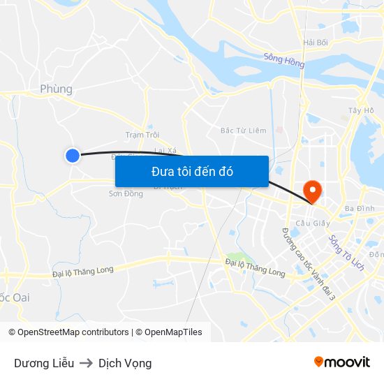 Dương Liễu to Dịch Vọng map