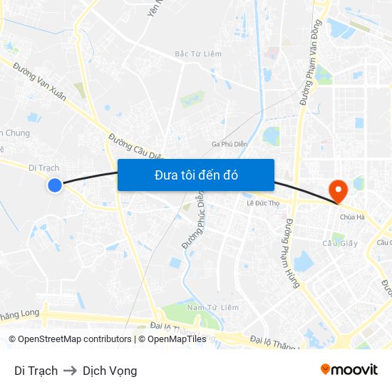 Di Trạch to Dịch Vọng map
