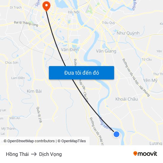 Hồng Thái to Dịch Vọng map