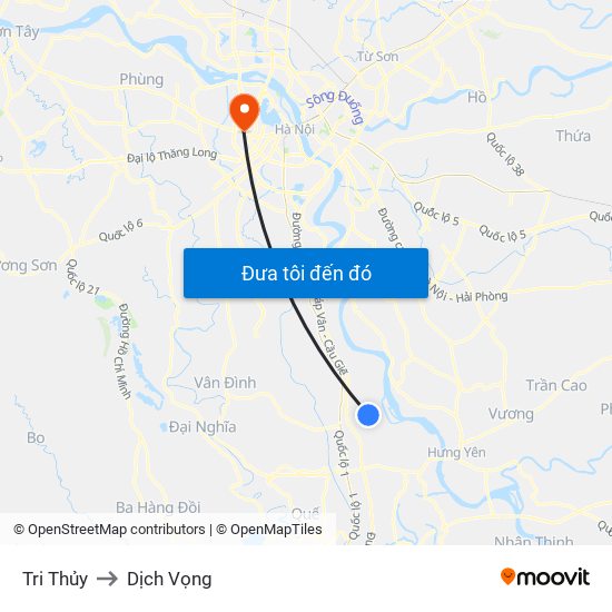 Tri Thủy to Dịch Vọng map