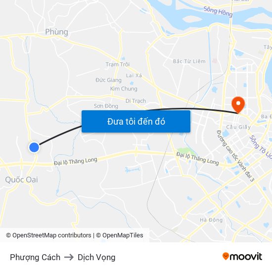 Phượng Cách to Dịch Vọng map