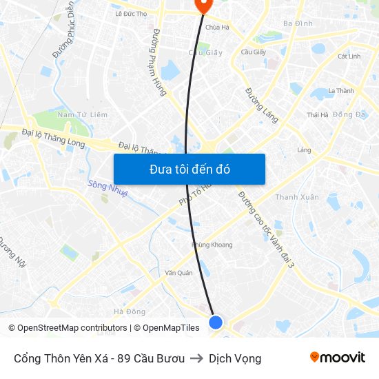 Cổng Thôn Yên Xá - 89 Cầu Bươu to Dịch Vọng map