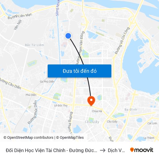 Đối Diện Học Viện Tài Chính - Đường Đức Thắng to Dịch Vọng map