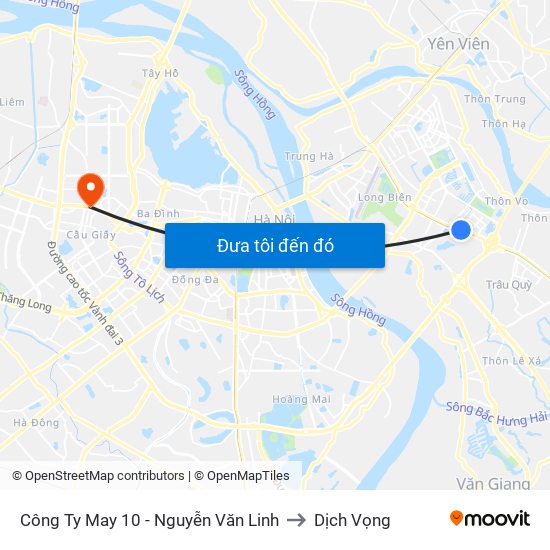 Công Ty May 10 - Nguyễn Văn Linh to Dịch Vọng map
