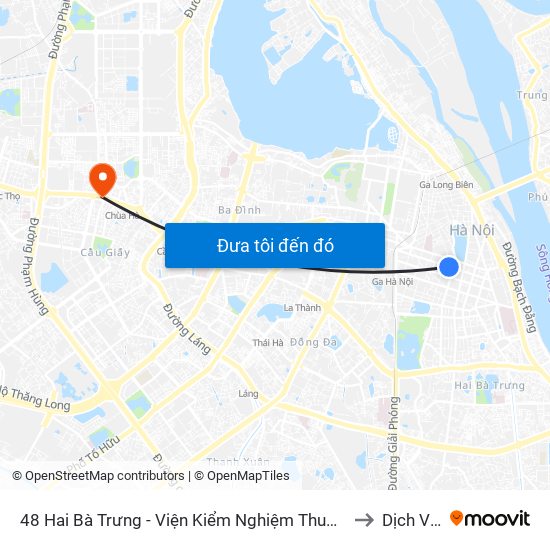 48 Hai Bà Trưng - Viện Kiểm Nghiệm Thuốc Trung Ương to Dịch Vọng map