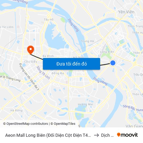 Aeon Mall Long Biên (Đối Diện Cột Điện T4a/2a-B Đường Cổ Linh) to Dịch Vọng map
