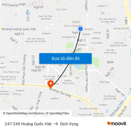 247-249 Hoàng Quốc Việt to Dịch Vọng map