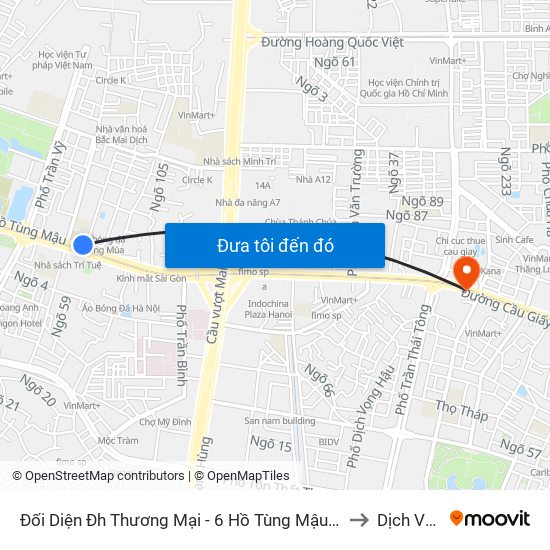 Đối Diện Đh Thương Mại - 6 Hồ Tùng Mậu (Cột Sau) to Dịch Vọng map