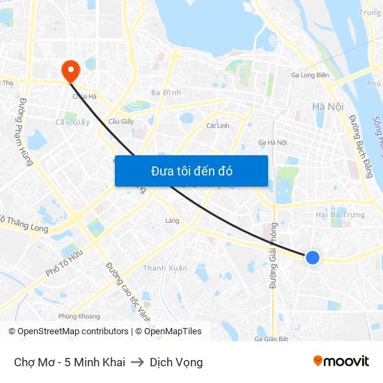 Chợ Mơ - 5 Minh Khai to Dịch Vọng map