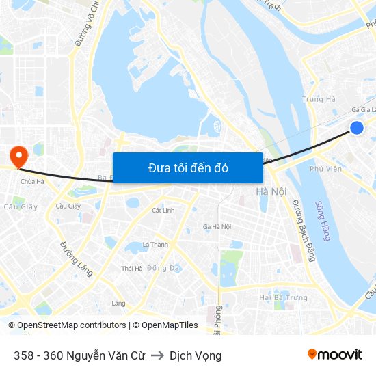 358 - 360 Nguyễn Văn Cừ to Dịch Vọng map