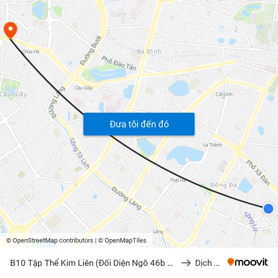 B10 Tập Thể Kim Liên (Đối Diện Ngõ 46b Phạm Ngọc Thạch) to Dịch Vọng map