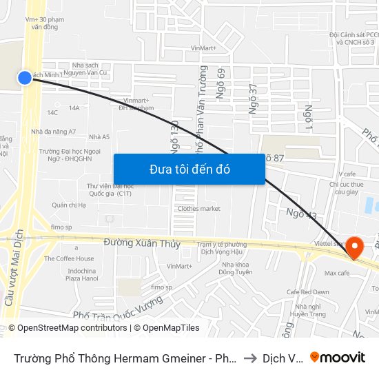 Trường Phổ Thông Hermam Gmeiner - Phạm Văn Đồng to Dịch Vọng map