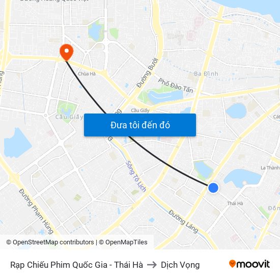 Rạp Chiếu Phim Quốc Gia - Thái Hà to Dịch Vọng map