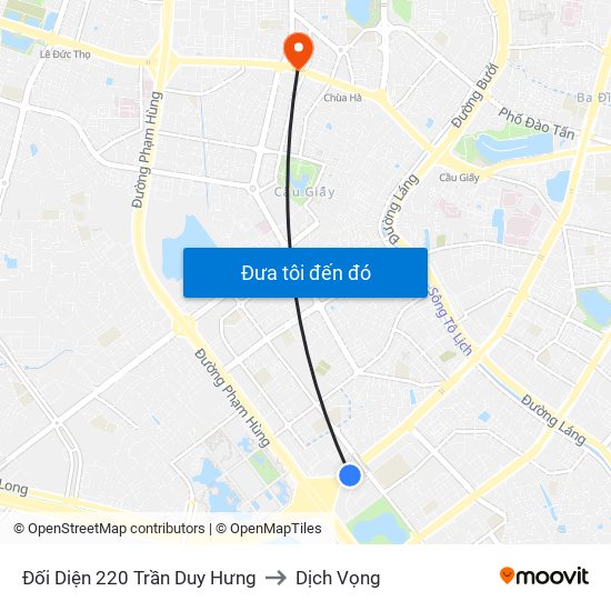 Đối Diện 220 Trần Duy Hưng to Dịch Vọng map