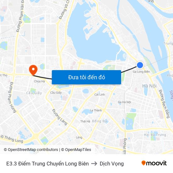 E3.3 Điểm Trung Chuyển Long Biên to Dịch Vọng map