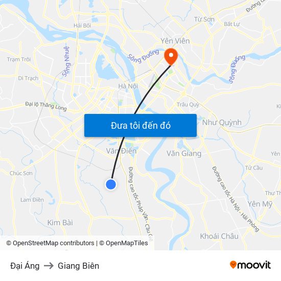 Đại Áng to Giang Biên map