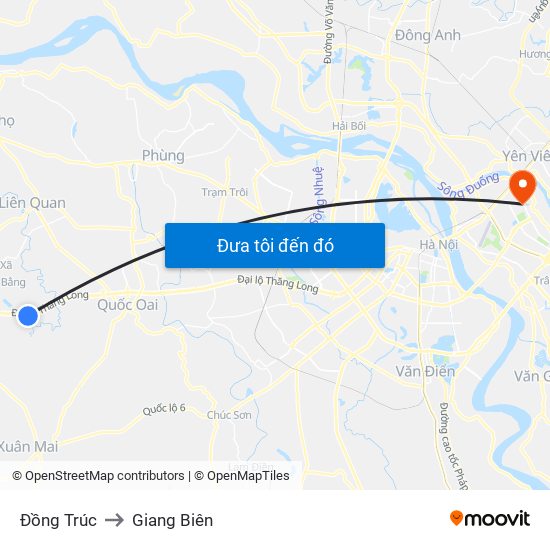 Đồng Trúc to Giang Biên map