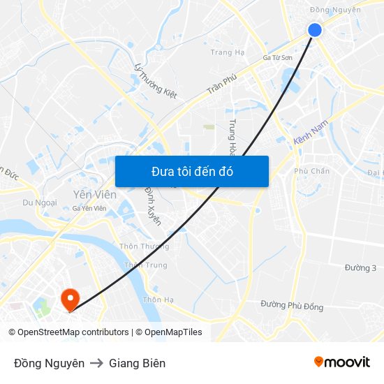 Đồng Nguyên to Giang Biên map