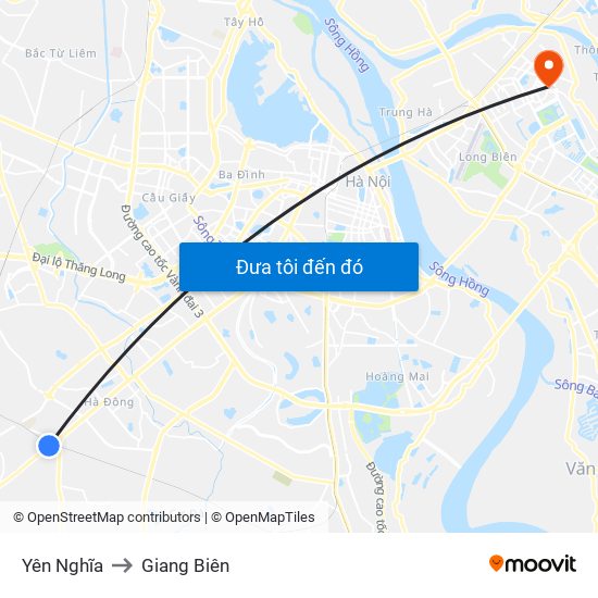 Yên Nghĩa to Giang Biên map