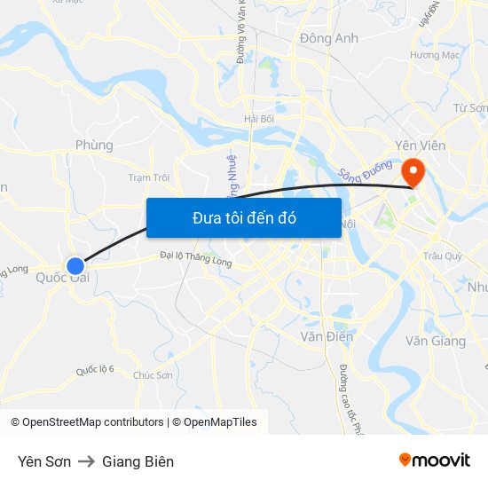 Yên Sơn to Giang Biên map