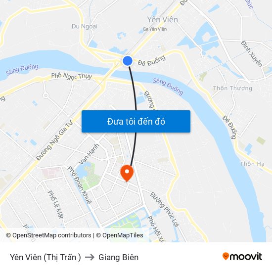 Yên Viên (Thị Trấn ) to Giang Biên map