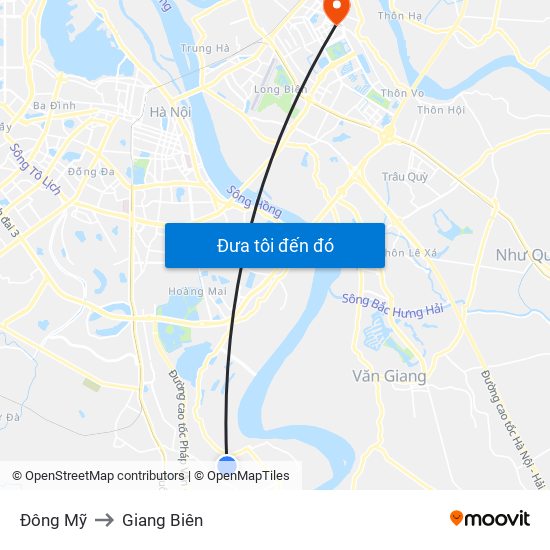 Đông Mỹ to Giang Biên map