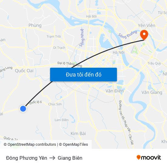 Đông Phương Yên to Giang Biên map