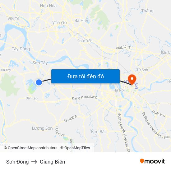 Sơn Đông to Giang Biên map