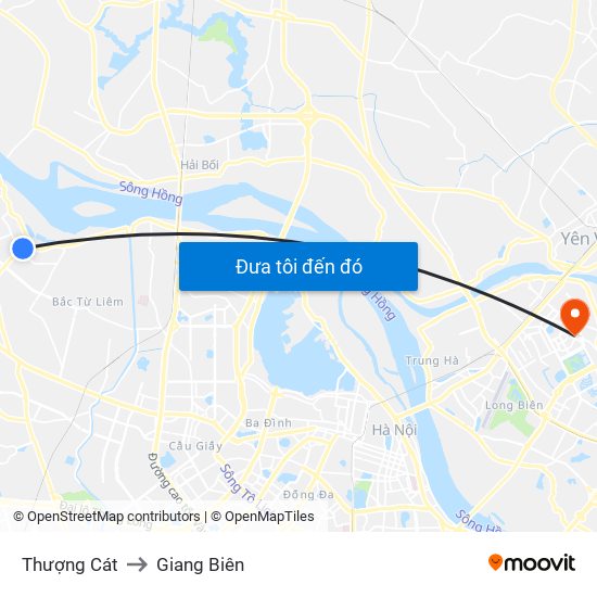 Thượng Cát to Giang Biên map