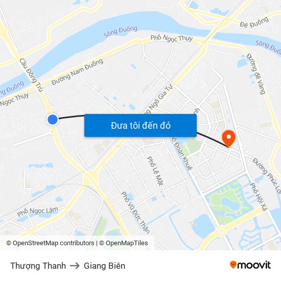 Thượng Thanh to Giang Biên map