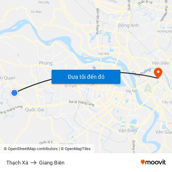 Thạch Xá to Giang Biên map