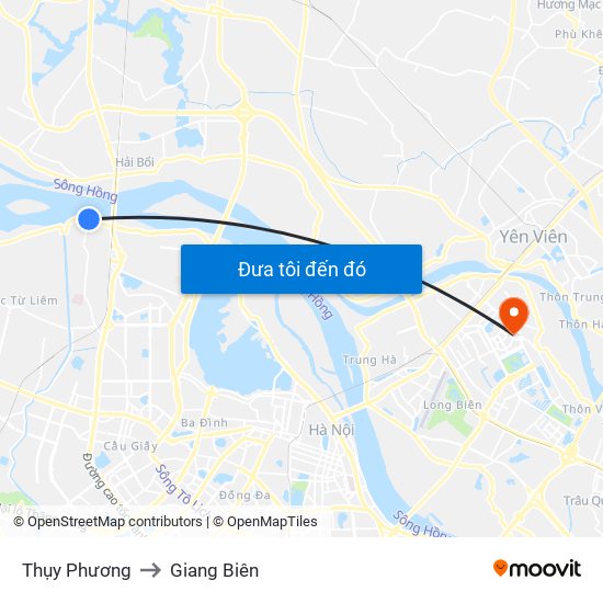 Thụy Phương to Giang Biên map