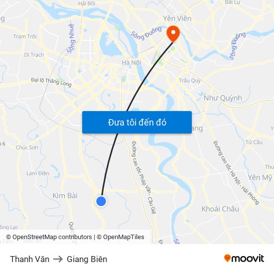 Thanh Văn to Giang Biên map