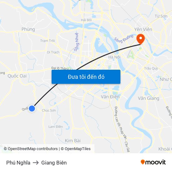 Phú Nghĩa to Giang Biên map