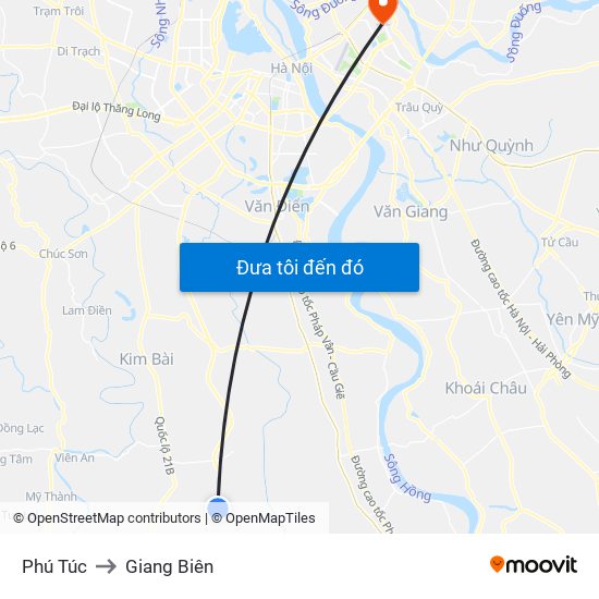 Phú Túc to Giang Biên map